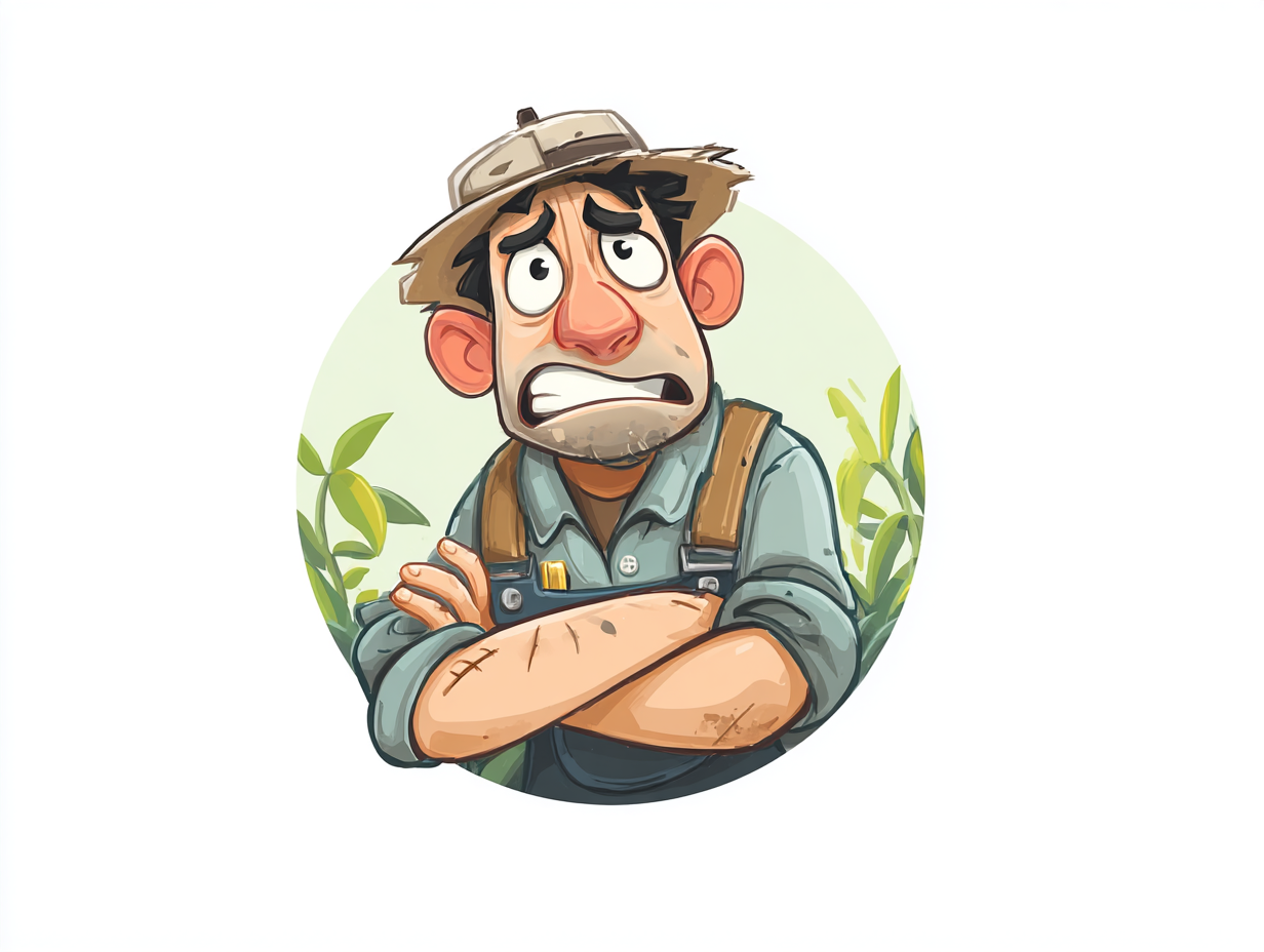 cartoon character with frustration on his face